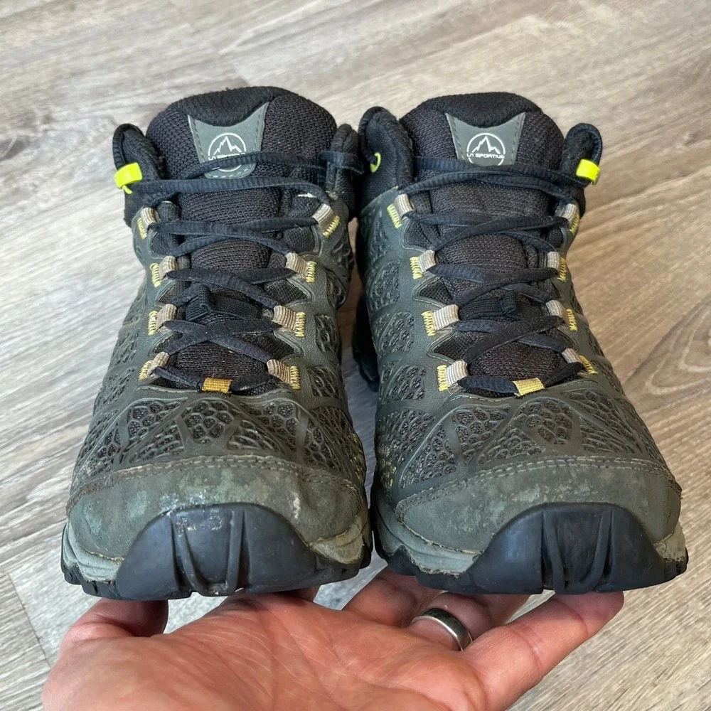 La Sportiva Synthesis Mid GTX Mens 9 Hiking Boot Grey Yellow Vibram Gore-Tex 14P